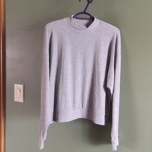 Abound Brushed Soft Grey Ribbed Crop Mock Neck Long Sleeve Sweater Sz XL